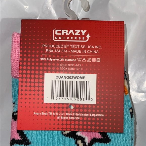 Angry Birds Crew Socks - Pink and Blue Stars and Stripes with Cute Tan Birds NWT - Picture 5 of 7